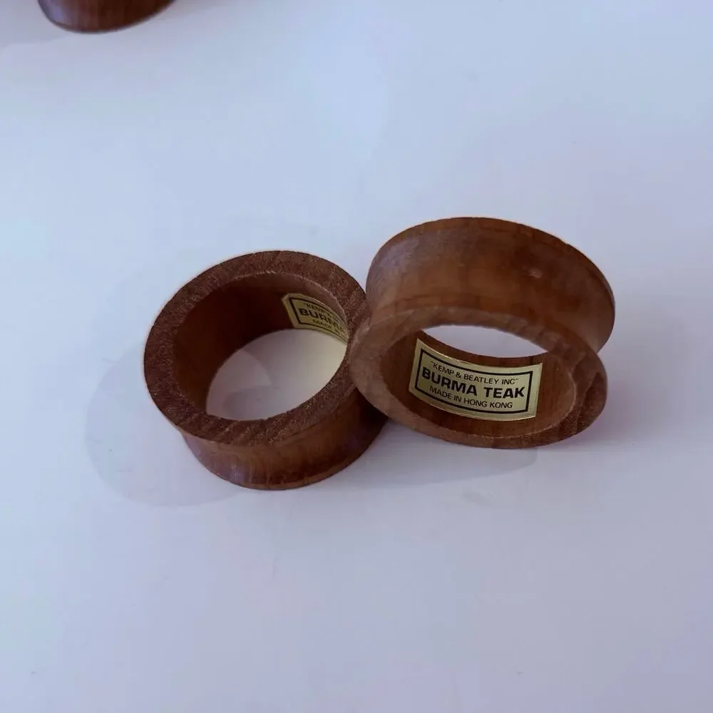 Kemp & Beatley Napkin Rings Burma Teak Wood Set of 11 Holders